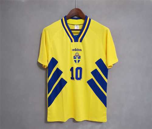 Retro Jersey 1994 Sweden DHALIN 10 Home Soccer Jersey Vintage Football Shirt
