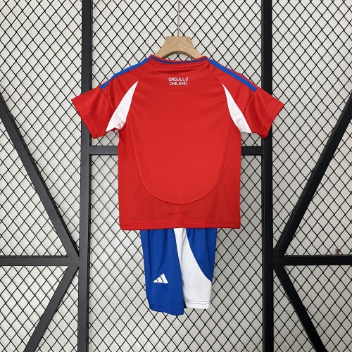 Youth Uniform Kids Kit Chile 2024 Home Soccer Jersey Shorts Child Football Set