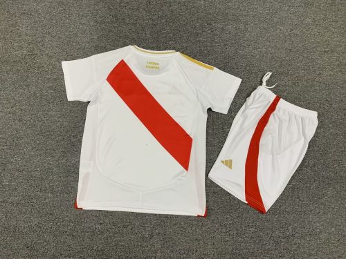 Youth Uniform Kids Kit Peru 2024 Home Soccer Jersey Shorts Child Football Set
