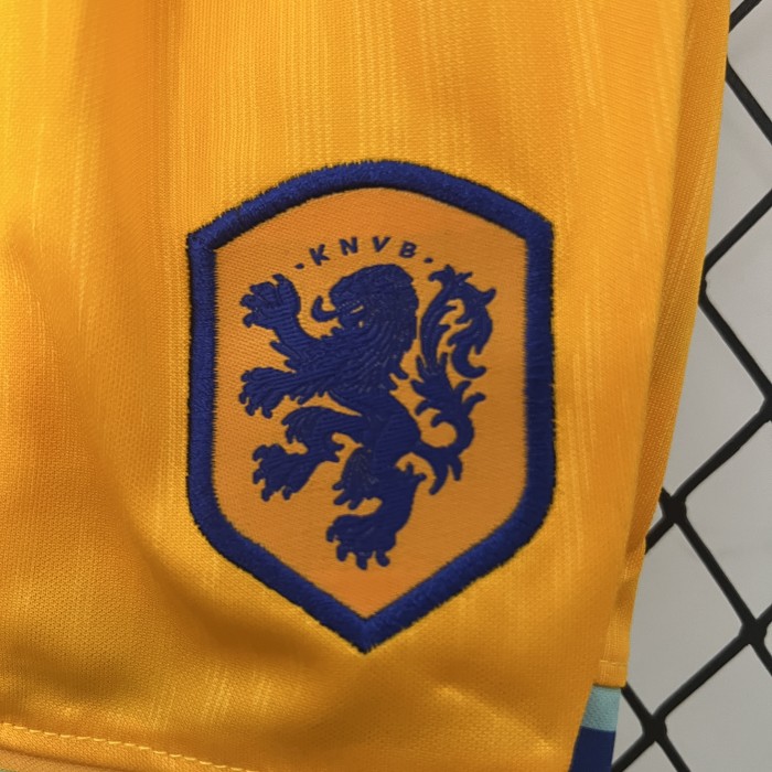 Youth Uniform Kids Kit 2024 Netherlands Home Soccer Jersey Shorts Holland Child Football Set