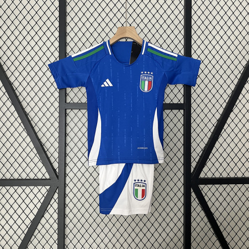 Youth Uniform Kids Kit 2024 Italy Home Blue Soccer Jersey
