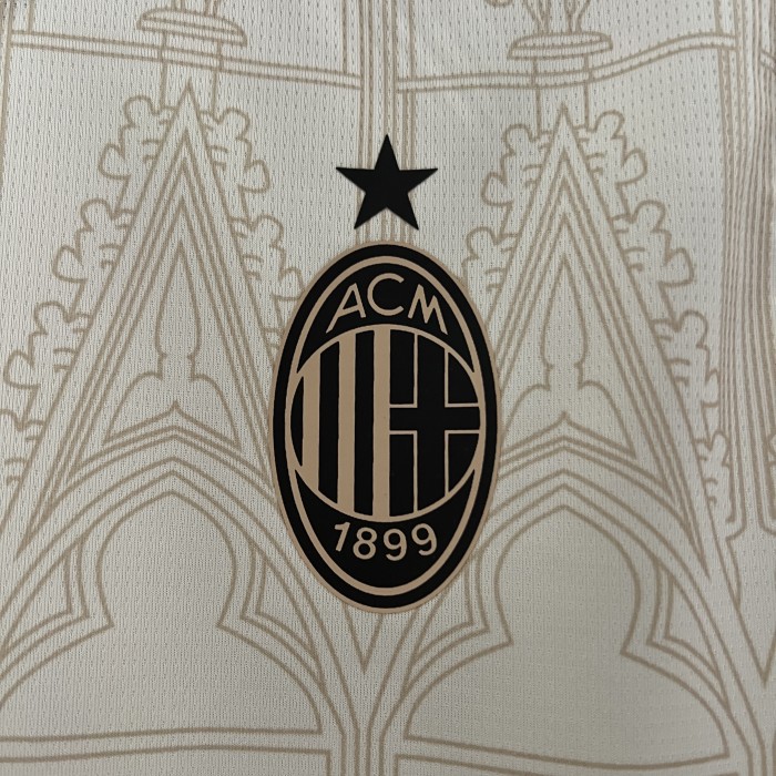 Fan Version 2023-2024 AC Milan Fourth Away Off-white Soccer Jersey AC Futbol Shirt