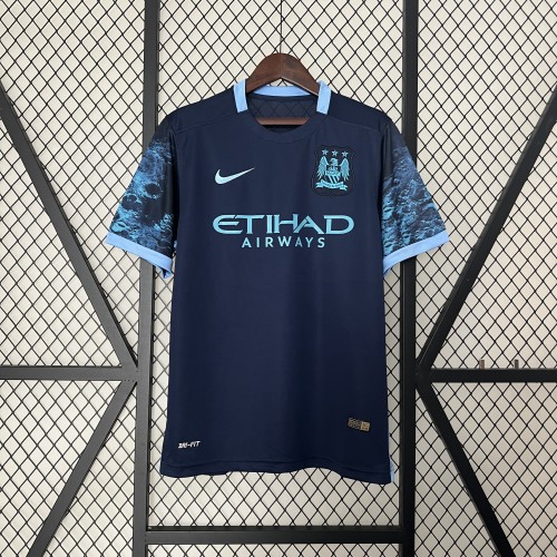 Retro Jersey 2015-2016 Manchester City Away Dark Blue Soccer Jersey Vintage Man City Football Shirt