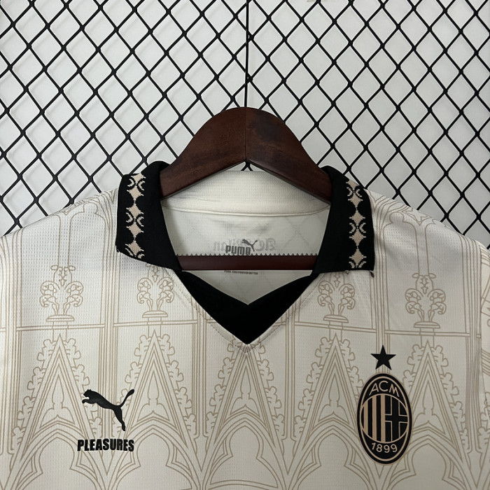 Fan Version 2023-2024 AC Milan Fourth Away Off-white Soccer Jersey AC Futbol Shirt