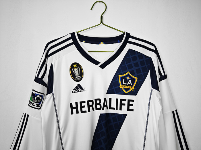 with MLS Cup Champion Patch Long Sleeve Retro Jersey 2011-2012 Los Angeles Galaxy Home Soccer Jersey