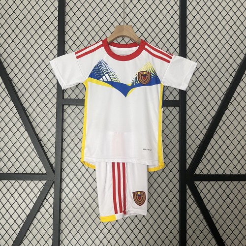 Youth Uniform Kids Kit 2024 Venezuela Away White Soccer Jersey Shorts Child Football Set