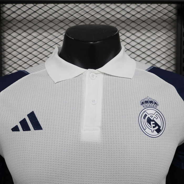 Player Version 2024 Real Madrid White/Dark Blue Soccer Polo