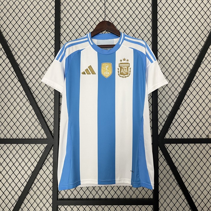 with FIFA World Champions 2022 Patch Fan Version Argentina 2024 Home Soccer Jersey Football Shirt
