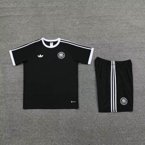 Adult Uniform 2024 Germany Black Soccer Training Jersey and Shorts Football Kits