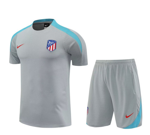 Adult Uniform 2024 Atletico Madrid Grey Soccer Training Jersey and Shorts Football Kits