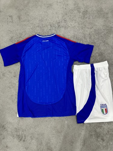 Adult Uniform Italy 2024 Home Soccer Jersey Shorts Football Set