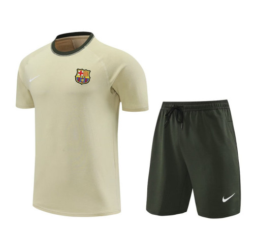 Adult Uniform 2024 Barcelona Green Soccer Training Jersey and Shorts Football Kits