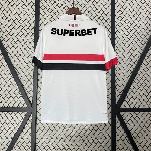 with All Sponor Logos  Fans Version 2024-2025 Sao Paulo Home Soccer Jersey