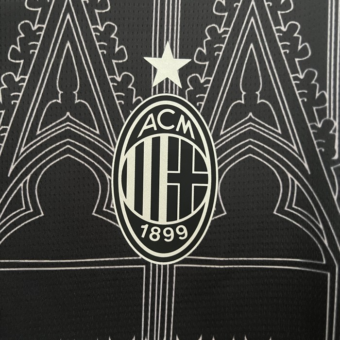 Fan Version 2023-2024 AC Milan Fourth Away Black Soccer Jersey AC Futbol Shirt