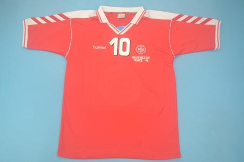 with Front Lettering Retro Jersey Denmark 1998 Home Soccer Jersey Red Vintage Football Shirt