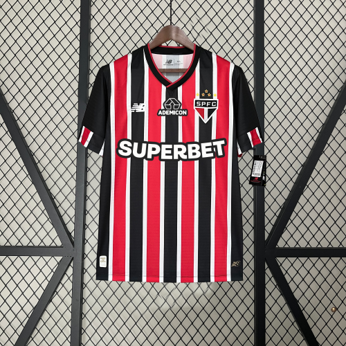 with All sponsors Logos Fans Version 2024-2025 Sao Paulo Away Soccer Jersey