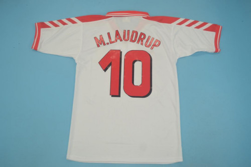with Front Lettering Retro Jersey 1998 Denmark 10 M.LAUDRUP Away White Soccer Jersey