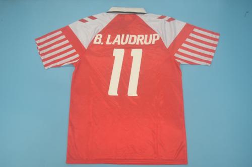 Retro Jersey 1992 Denmark B.LAUDRUP 11 Home Soccer Jersey Vintage Football Shirt