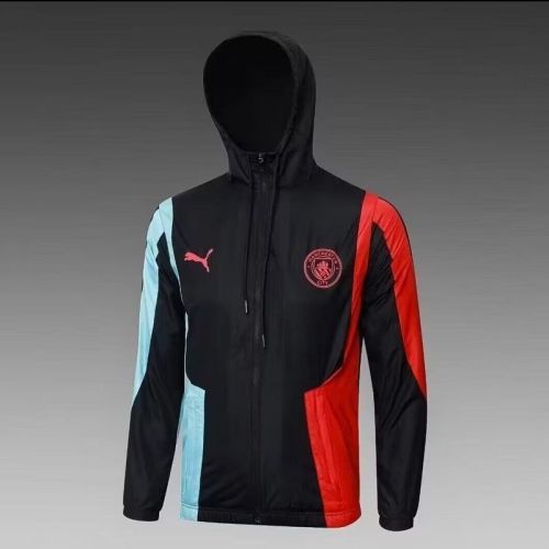 2024 Manchester City Black/Blue/Red Soccer Windbreaker Jacket Football Jacket