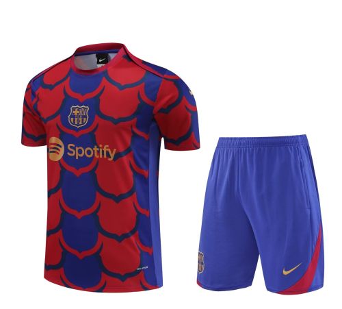 Adult Uniform 2024 Barcelona Blue/Red Soccer Training Jersey and Shorts Football Kits