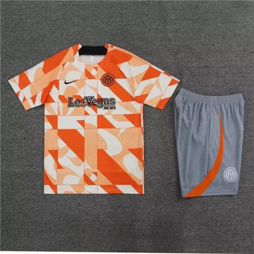 Adult Uniform 2024 Inter Milan Orange/White Soccer Training Jersey and Shorts Football Kits