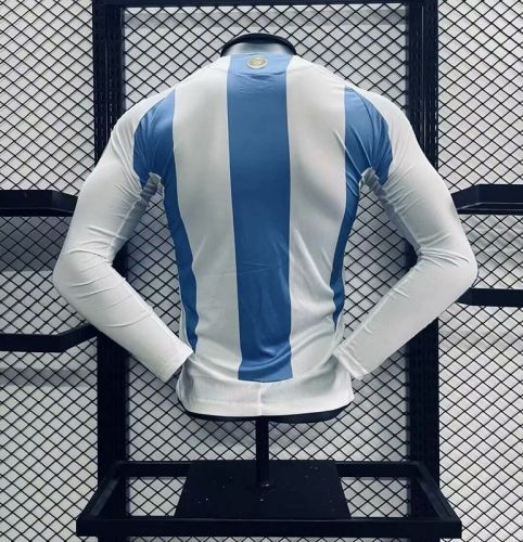 Long Sleeve with FIFA World Champions 2022 Patch Player Version Argentina 2024 Home Soccer Jersey Camisetas de Futbol