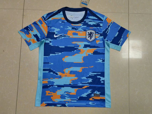 Fans Version 2024 Netherlands Blue Soccer Training Jersey Holland Football Pre-match Shirt