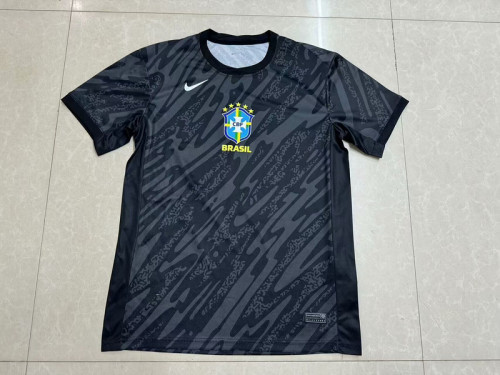 2024 Brazil Black Football Pre-match Shirt Brasil Soccer Training Jersey