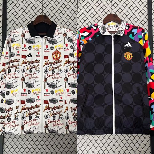 2024 Manchester United Graffiti Reversible Soccer Reversible Windbreaker Jacket