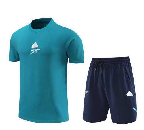 Adult Uniform 2024 Arsenal Green Soccer Training Jersey and Shorts Cotton Football Kits