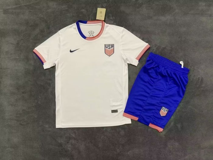 Adult Uniform USA 2024 Home Soccer Jersey Shorts United States Football Kit
