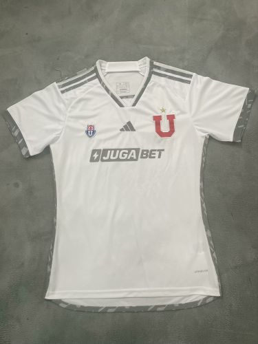 Women UNIVERSIDAD de Chile 2024-2025 Away White Soccer Jersey Girl Football Shirt