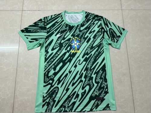 2024 Brazil Green Football Pre-match Shirt Brasil Soccer Training Jersey
