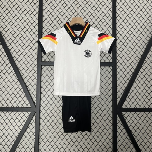 Retro Youth Uniform Kids Kit 1992 Germany Home Soccer Jersey Shorts Vintage Child Football Set