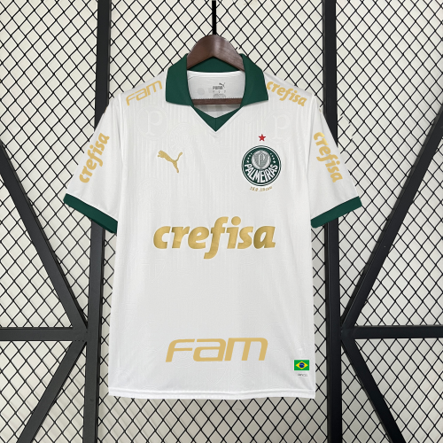with All Sponor Logos Fan Version 2024-2025 Palmeiras Away White Soccer Jersey Football Shirt