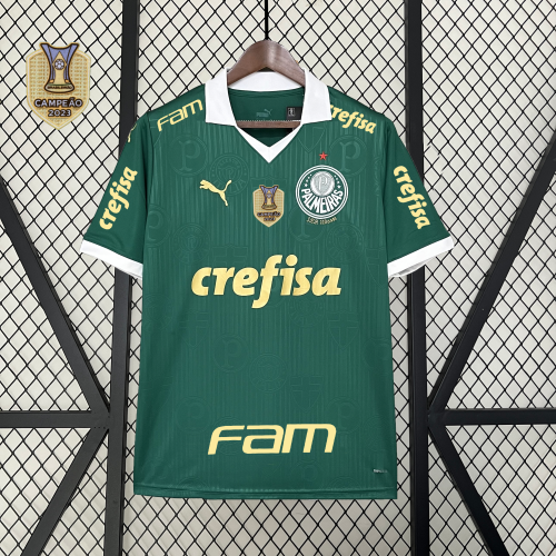 with Campeao 2023 Patch+All Sponor Logos Fan Version 2024-2025 Palmeiras Home Soccer Jersey Football Shirt