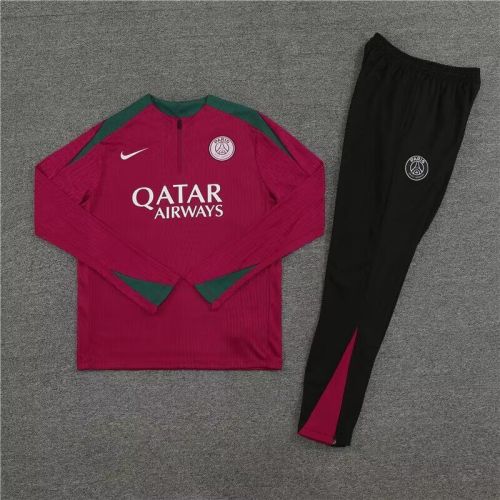 2024 PSG Paris Maroon/Green Soccer Training Sweater and Pants