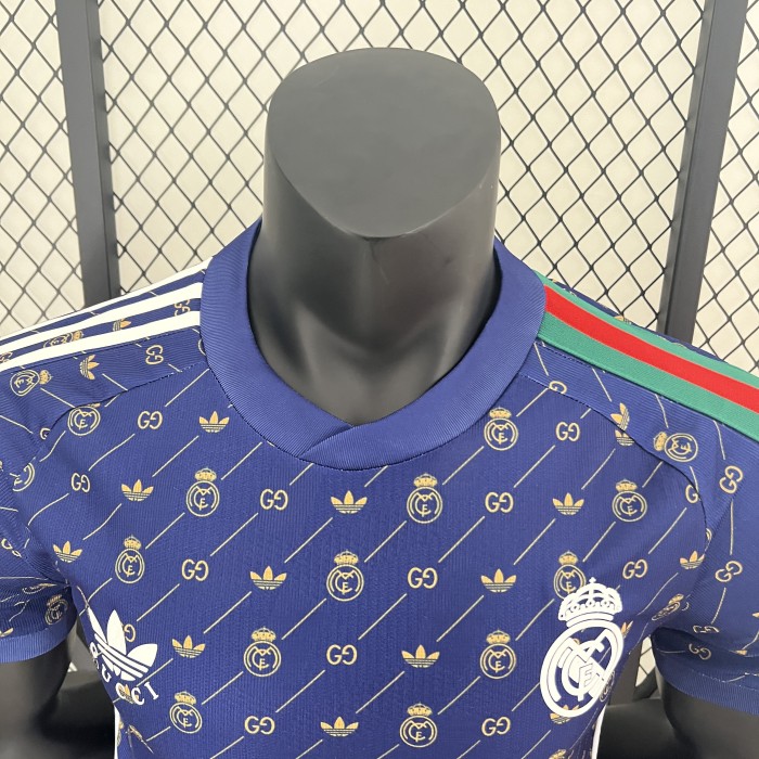 Player Version 2024 Real Madrid X Gucci Soccer Jersey Blue Real Football Shirt