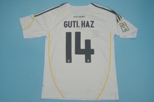 with LFP Patch Retro Jersey 2009-2010 Real Madrid GUTI.HAZ 14 Home Soccer Jersey Vintage Real Football Shirt