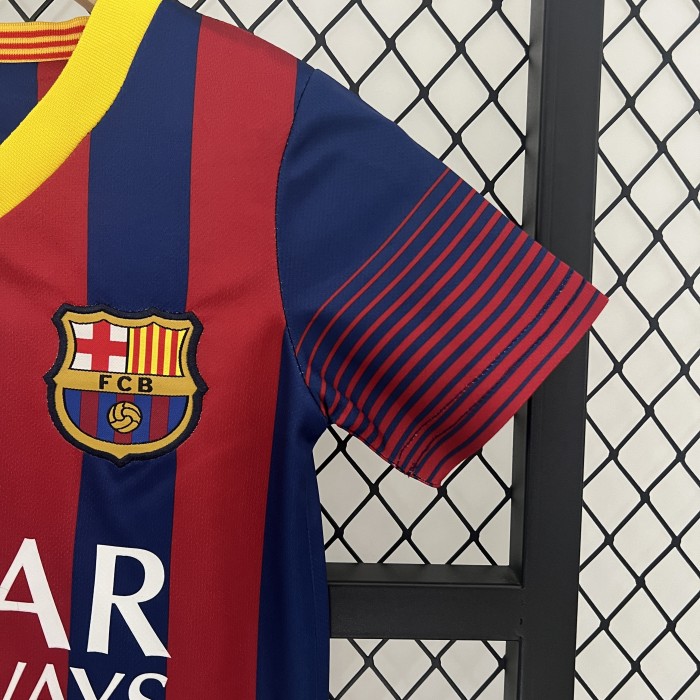Retro Youth Uniform 2013-2014 Barcelona Home Soccer Jersey Shorts Vintage Child Football Kit