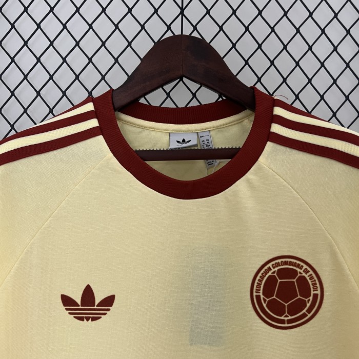 Retro Jersey Colombia Yellow Soccer Jersey Vintage Football Cotton Shirt