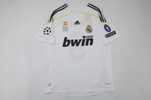 with UCL Patch Retro Jersey 2009-2010 Real Madrid Home Soccer Jersey Vintage Real Football Shirt