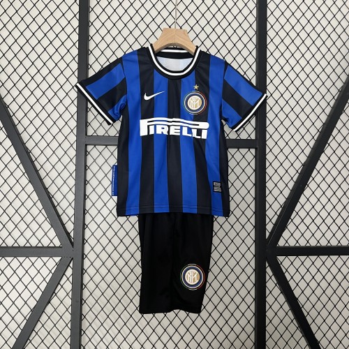 Retro Youth Uniform 2009-2010 Inter Milan Home Soccer Jersey Shorts Vintage Child Football Kit