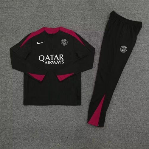 2024 PSG Paris Black/Red Soccer Training Sweater and Pants
