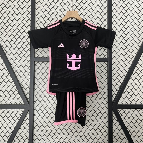 Youth Uniform Kids Kit 2024-2025 Inter Miami Away Black Soccer Jersey Shorts