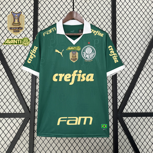 with Avanti+Campeao 2023 Patch+All Sponor Logos Fan Version 2024-2025 Palmeiras Home Soccer Jersey Football Shirt