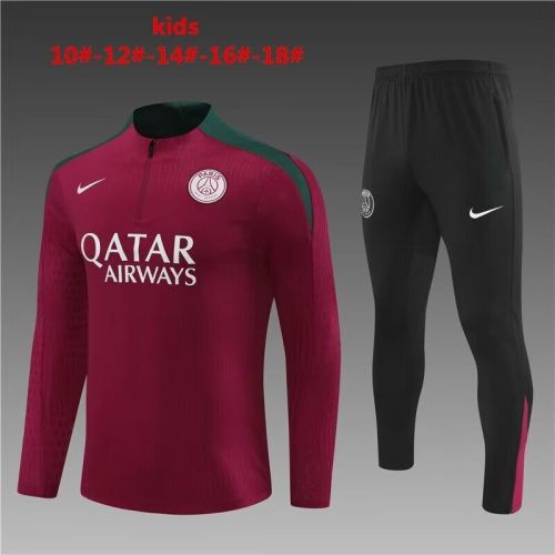 Youth 2024 PSG Paris Maroon/Green Soccer Training Sweater and Pants
