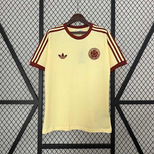 Retro Jersey Colombia Yellow Soccer Jersey Vintage Football Cotton Shirt