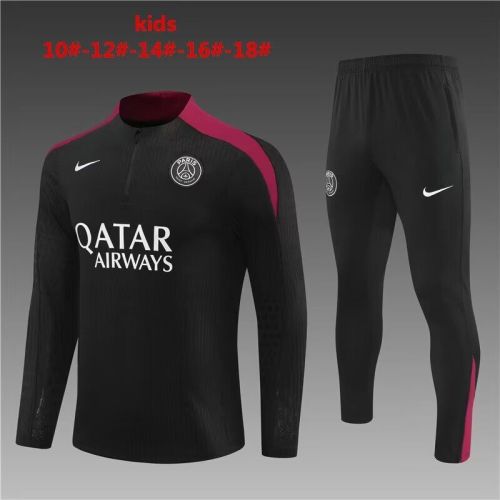 Youth 2024 PSG Paris Black/Red Soccer Training Sweater and Pants