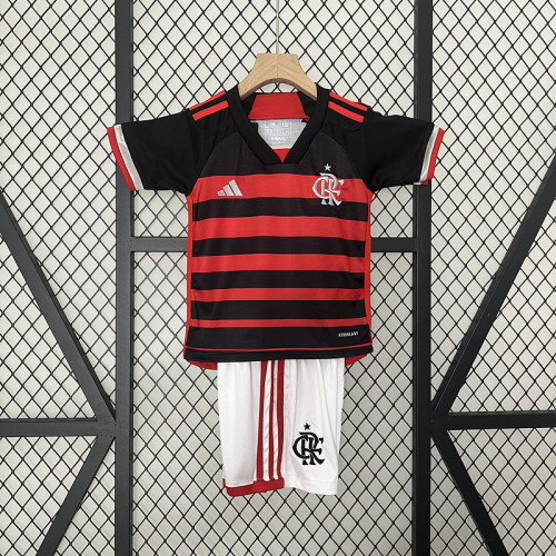 Youth Uniform Kids Kit 2024-2025 Flamengo Home Soccer Jersey Shorts Child Football Set